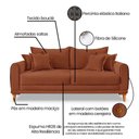Ver imagem 7 de Sofá Living 2 Lugares 1,80m Livia Bouclê Pés de Madeira - Pallazio Cor Terracota
