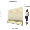 Ver imagem 7 de Conjunto Rack Painel para TV até 84 Polegadas 3 Gavetas com LED, Nichos e Rodízios 219x240x38,3cm