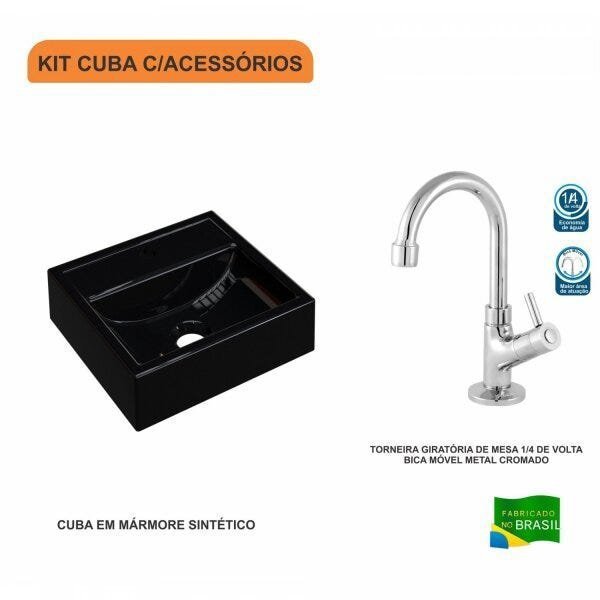 Kit Cuba Q32 com Torneira 1198 Metal 1/4 Volta - 3