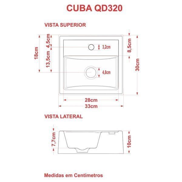Kit Cuba Q32 com Torneira 1198 Metal 1/4 Volta - 5
