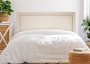 Ver imagem 1 de Cabeceira King Reta Luxo 193x60 Suede Off White - Tachas Prata