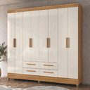 Ver imagem 3 de Guarda Roupa Casal Florida 8 Portas e 4 Gavetas Freijó Off White Moval