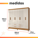 Ver imagem 4 de Guarda Roupa Casal Florida 8 Portas e 4 Gavetas Freijó Off White Moval