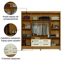 Guarda Roupa Casal Florida 8 Portas e 4 Gavetas Moval - 4