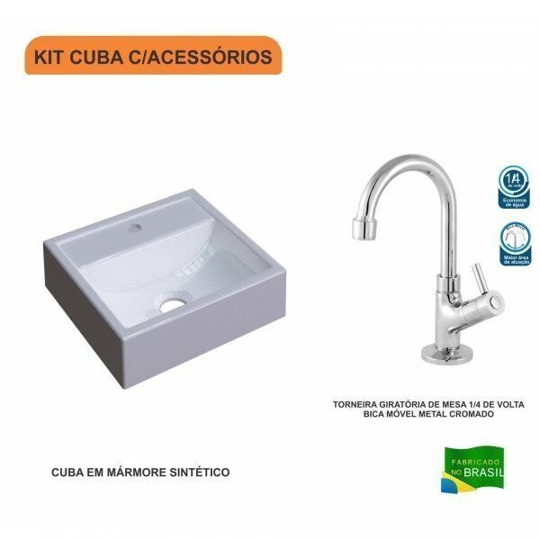 Kit Cuba Q32 com Torneira 1198 Metal 1/4 Volta - 3