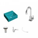 Ver imagem 2 de Kit Cuba Q32 com Torneira Luxo 1195 Metal e Válvula 1 Pol. Sifão Pvc e Flexivel