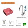 Kit Cuba Q32 com Torneira Luxo 1195 Metal e Válvula 1 Pol. Sifão Pvc e Flexivel - 3