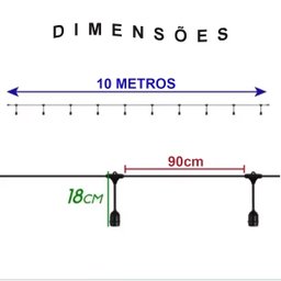Varal de Luzes 10 Metros 10 Bocais Extensivel Cordao Decoraçao Enorme Festa Evento Comemoraçao Forma - 7