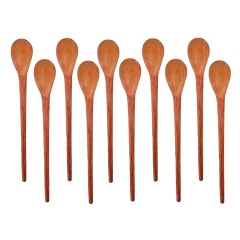 Kit 10 Peças Colher de Pau Madeira Modelos Molho 18 cm