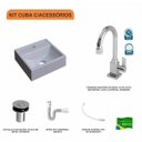 Ver imagem 3 de Kit Cuba Q32 com Torneira Luxo 1195 Metal e Válvula Click 1"b Sifão Pvc e Flexivel Compace
