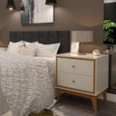 Ver imagem 4 de Kit Quarto Casal 2 Mesas de Cabeceira Arruna Mdf 2 Gavetas e Cabeceira Casal 1,40 Autocolante -