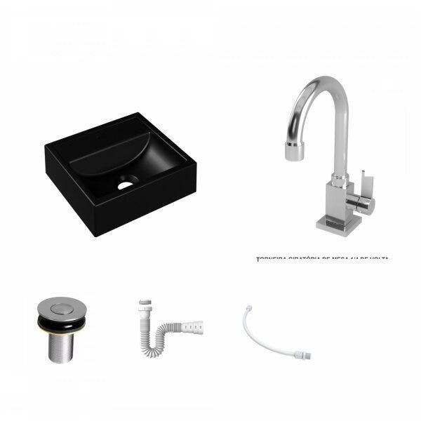 Kit Cuba Q32 com Torneira Luxo 1195 Metal e Válvula Click 1 Pol. Sifão PVC e Flexivel - 2