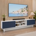 Ver imagem 1 de Rack para Tv até 80 Polegadas 218 Cm 2 Portas Branco/azul Vik Madesa