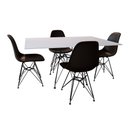 Ver imagem 1 de Conjunto de Mesa Eames Eiffel de Ferro Preto Tampo Branco 120x75 4 Cadeiras Ferro Preta Assento Pret