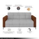 Ver imagem 3 de Sofá Living Decorativo Houston 2 Lugares 200cm Pés em Metal Veludo/ Pu Cinza/ Marrom G33 - Gran Belo