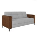 Ver imagem 1 de Sofá Living Decorativo Houston 2 Lugares 200cm Pés em Metal Veludo/ Pu Cinza/ Marrom G33 - Gran Belo