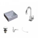 Ver imagem 2 de Kit Cuba Q32 com Torneira Luxo 1195 Metal e Válvula Click 1 Pol. 1/2 e Sifão Pvc e Flexivel