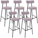 Ver imagem 1 de Kit 05 Banquetas Baixa Bar Cozinha Sala de Jantar Estrutura em Aço Milão L02 Suede Rosê - Lyam