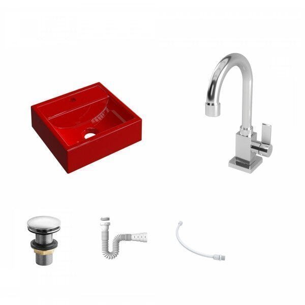 Kit Cuba Q32 com Torneira Luxo 1195 Metal e Válvula Click 1 Pol. 1/2 e Sifão PVC e Flexivel - 2