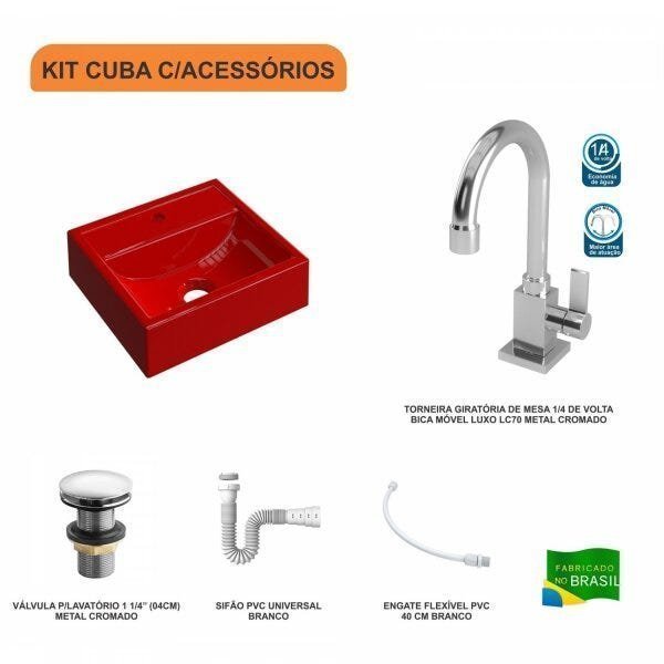 Kit Cuba Q32 com Torneira Luxo 1195 Metal e Válvula Click 1 Pol. 1/2 e Sifão PVC e Flexivel - 3