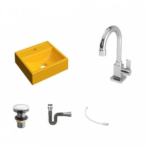 Kit Cuba Q32 com Torneira Luxo 1195 Metal e Válvula Click 1 Pol. 1/2 e Sifão Cromado e Flexivel - 2