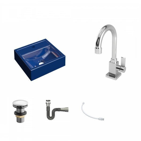 Kit Cuba Q32 com Torneira Luxo 1195 Metal e Válvula Click 1 Pol. 1/2 e Sifão Cromado e Flexivel - 2