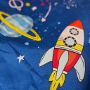 Ver imagem 2 de Jogo de Lençol Infantil 3 Peças 180 Fios Poliéster Estampado Corttex Galáxia Azul