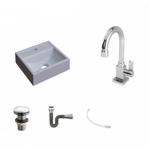 Kit Cuba Q32 com Torneira Luxo 1195 Metal e Válvula Click 1 Pol. 1/2 e Sifão Cromado e Flexivel - 2