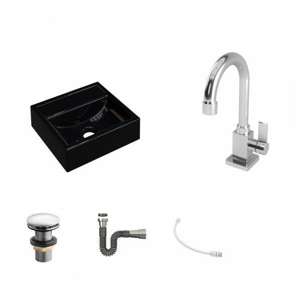 Kit Cuba Q32 com Torneira Luxo 1195 Metal e Válvula Click 1 Pol. 1/2 e Sifão Cromado e Flexivel - 2
