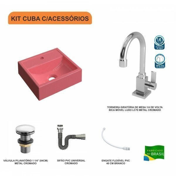 Kit Cuba Q32 com Torneira Luxo 1195 Metal e Válvula Click 1 Pol. 1/2 e Sifão Cromado e Flexivel - 3