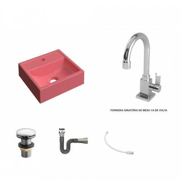 Kit Cuba Q32 com Torneira Luxo 1195 Metal e Válvula Click 1 Pol. 1/2 e Sifão Cromado e Flexivel - 2