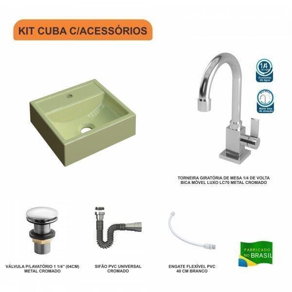 Kit Cuba Q32 com Torneira Luxo 1195 Metal e Válvula Click 1 Pol. 1/2 e Sifão Cromado e Flexivel - 3
