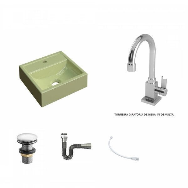 Kit Cuba Q32 com Torneira Luxo 1195 Metal e Válvula Click 1 Pol. 1/2 e Sifão Cromado e Flexivel - 2
