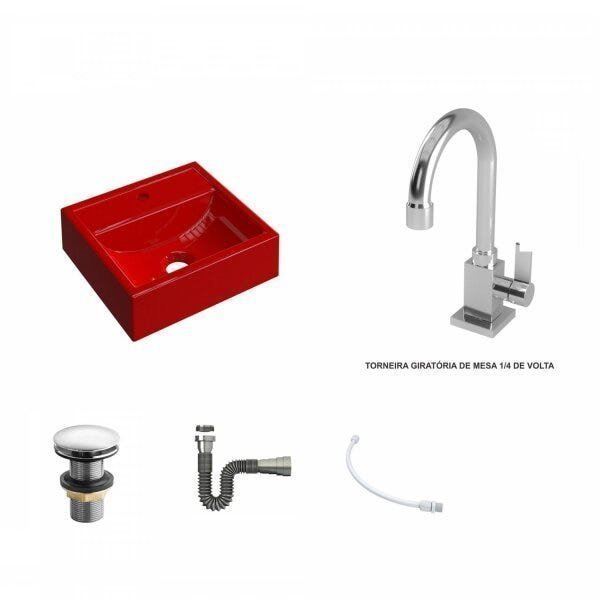Kit Cuba Q32 com Torneira Luxo 1195 Metal e Válvula Click 1 Pol. 1/2 e Sifão Cromado e Flexivel - 2