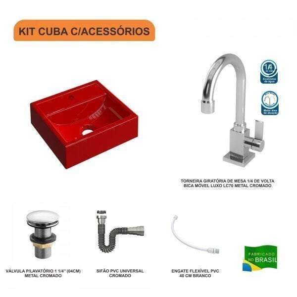 Kit Cuba Q32 com Torneira Luxo 1195 Metal e Válvula Click 1 Pol. 1/2 e Sifão Cromado e Flexivel - 3