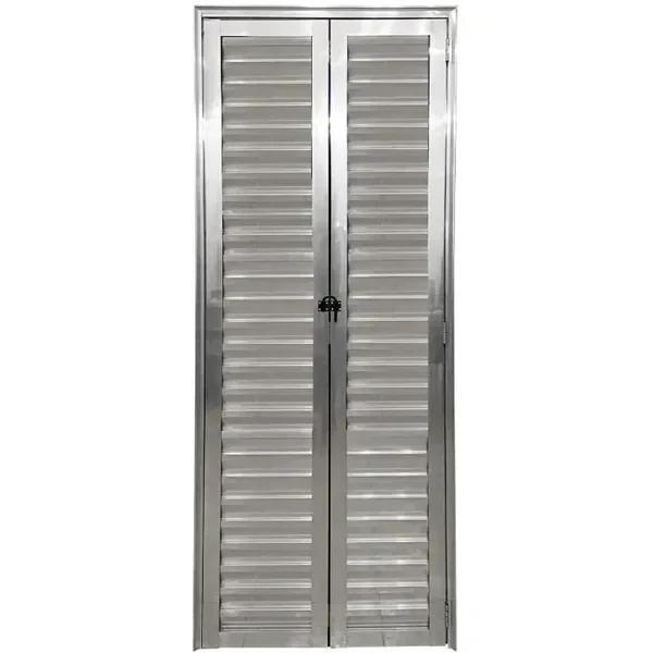 Porta de Aluminio Camarão Palheta C/trinco Linha Premium:2,10 X 0,60/direita/brilhante