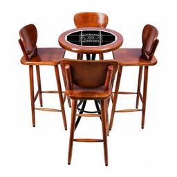 Conjunto Mesa Redonda Bistrô Azulejo Jack Daniels - Imbuia - 1