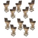 Ver imagem 1 de Kit 10 Banquetas Luma Base de Ferro Sued Marrom Rato - D'classe Decor