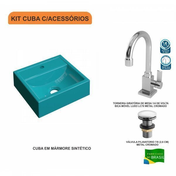 Kit Cuba Q32 com Torneira Luxo 1195 e Válvula Click 1 Pol. - 3