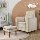 Ver imagem 4 de Poltrona Amamentação Confortável com Puff Ayla Suede:bege