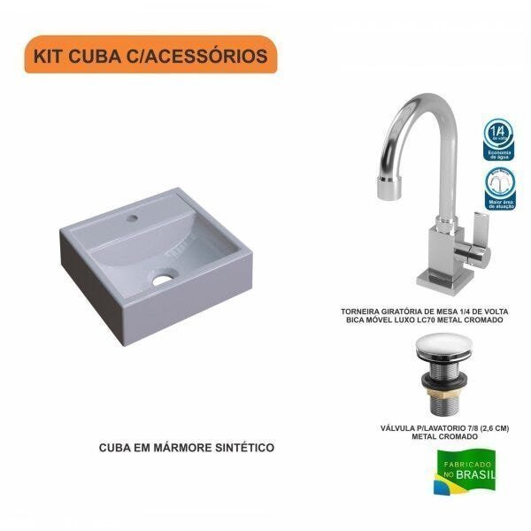 Kit Cuba Q32 com Torneira Luxo 1195 e Válvula Click 1 Pol. - 3