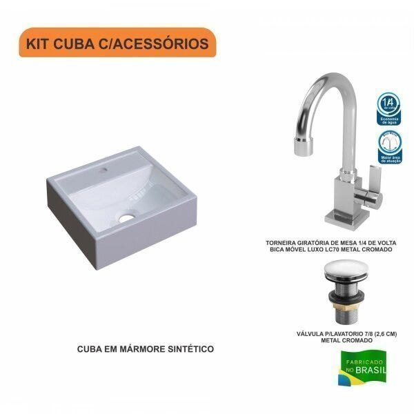 Kit Cuba Q32 com Torneira Luxo 1195 e Válvula Click 1 Pol. - 3