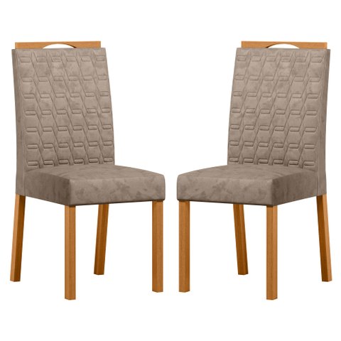 Conjunto com 2 Cadeiras de Jantar Estofada Mariah Ypê/camursa Marrom Lux - New Ceval 13054/311