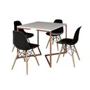 Ver imagem 6 de Mesa Industrial Jantar Quadrada Branca 90x90cm Base Cobre V com 4 Cadeiras Pretas Madei Branco