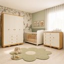Ver imagem 1 de Quarto de Bebê Completo Berço, Guarda-Roupa e Cômoda MDF Mimo Espresso Móveis Bege/Off White/Amêndoa