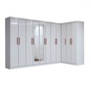 Ver imagem 3 de Guarda-roupa Casal Modulado Odisseia 11 Portas 4 Gavetas com Espelho Branco - Panorama Móveis