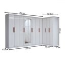 Ver imagem 4 de Guarda-roupa Casal Modulado Odisseia 11 Portas 4 Gavetas com Espelho Branco - Panorama Móveis
