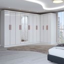 Ver imagem 1 de Guarda-roupa Casal Modulado Odisseia 11 Portas 4 Gavetas com Espelho Branco - Panorama Móveis