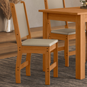 Ver imagem 4 de Conjunto 2 Cadeiras de Jantar Estofada Clara MDF Encosto Bege Rustica Reforçada:Freijo