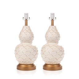 Abajur Porcelana Duas Esferas Branco - 3